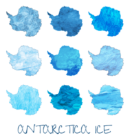 The most widely used flag of Antarctica is the map of the continent. Set of Antarctica flags on texture. Collage. png