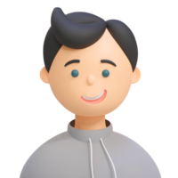 Happy smiling young man avatar. 3d portrait of a man, cartoon character, people. Illustration isolated on transparent background png