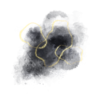 Black marble Alcohol ink Splash with Gold. Watercolor stain texture png