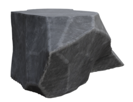 3D-Podiumsanzeige aus schwarzem Stein. natürlicher rauer grauer Felsstufensockel. konzept rohstein stand werbung display produktkulisse berg png