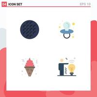 Mobile Interface Flat Icon Set of 4 Pictograms of baking ice cream food dummy food Editable Vector Design Elements