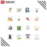 Pack of 16 Modern Flat Colors Signs and Symbols for Web Print Media such as file energy saver computers energy bulb signal Editable Pack of Creative Vector Design Elements