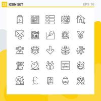 Editable Vector Line Pack of 25 Simple Lines of house estate frame buildings design Editable Vector Design Elements