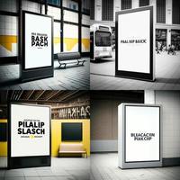 Blank place advertising screen. Poster mockup. Banner mockup. Billboard mockup. Light box showcase mockup. photo