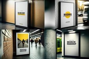 Blank place advertising screen. Poster mockup. Banner mockup. Billboard mockup. Light box showcase mockup. photo