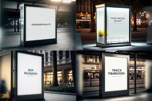 Blank place advertising screen. Poster mockup. Banner mockup. Billboard mockup. Light box showcase mockup. photo