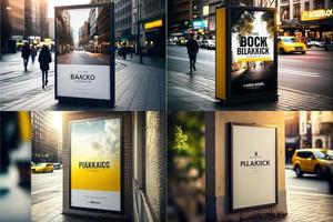 Blank place advertising screen. Poster mockup. Banner mockup. Billboard mockup. Light box showcase mockup. photo