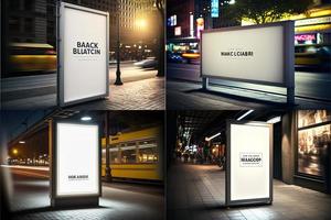 Blank place advertising screen. Poster mockup. Banner mockup. Billboard mockup. Light box showcase mockup. photo