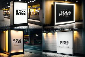 Blank place advertising screen. Poster mockup. Banner mockup. Billboard mockup. Light box showcase mockup. photo