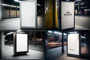 Blank place advertising screen. Poster mockup. Banner mockup. Billboard mockup. Light box showcase mockup. photo