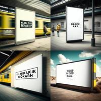 Blank place advertising screen. Poster mockup. Banner mockup. Billboard mockup. Light box showcase mockup. photo