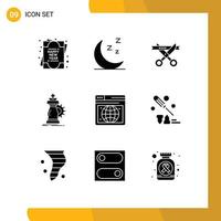 Set of 9 Commercial Solid Glyphs pack for webpage seo modern success horse Editable Vector Design Elements