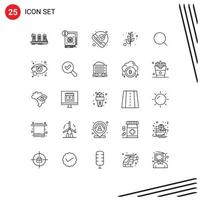 conjunto de 25 iconos modernos de la interfaz de usuario signos de símbolos para la información de la rama de la paz recibida ok elementos de diseño vectorial editables vector