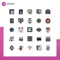 Mobile Interface Filled line Flat Color Set of 25 Pictograms of box development hand develop coding Editable Vector Design Elements