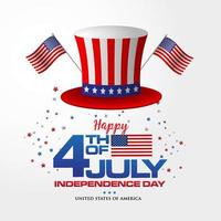 4th of july. Happy Independence day of America background with American Hat vector