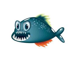 icono de dibujos animados de peces piraña vector