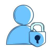 user and padlock cybersecurity vector