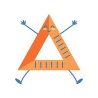 triangle ruler cartoon school vector