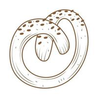 icono de panadería de pretzels vector