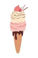 ice cream with fruit vector