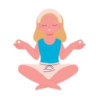 girl in yoga meditation pose vector