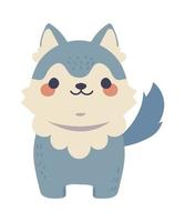 lobo kawaii animales vector