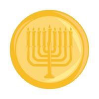 gold coin hanukkah vector
