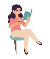 woman reading a book vector