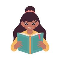 girl reading book cartoon vector