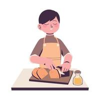 man cutting a bread vector