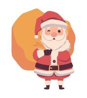 santa claus con bolsa de regalo vector