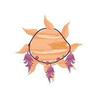 sun with feathers boho style vector