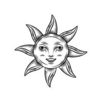 estilo de tatuaje de sol vector