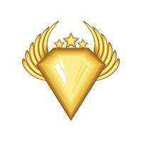 golden badge with wings vector