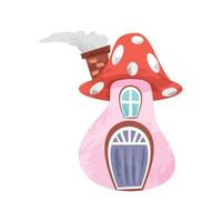 mushroom house with chimney enchanted vector