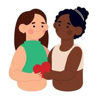 multiethnic lesbian couple vector