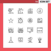 Universal Icon Symbols Group of 16 Modern Outlines of bookmark media player test media transfer Editable Vector Design Elements