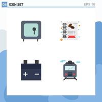 Pack of 4 Modern Flat Icons Signs and Symbols for Web Print Media such as bank battery money coffee van Editable Vector Design Elements