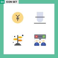 Set of 4 Commercial Flat Icons pack for coin directions gentleman user our Editable Vector Design Elements