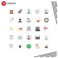 Mobile Interface Flat Color Set of 25 Pictograms of time management biology list learning Editable Vector Design Elements