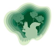 forest squirrel paper art vector