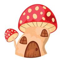 mushroom house fairytale vector