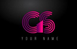 GS Magenta Lines Letter Logo. Creative Line Letters Vector Template.