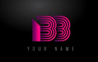 logotipo de letra de líneas magenta bb. plantilla de vector de letras de línea creativa.