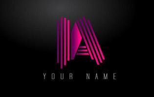 IA Magenta Lines Letter Logo. Creative Line Letters Vector Template.