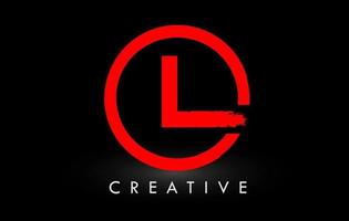 Red L Brush Letter Logo Design. Creative Brushed Letters Icon Logo. vector