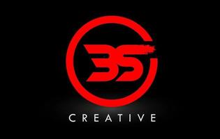 diseño de logotipo de letra de pincel rojo bs. logotipo de icono de letras cepilladas creativas. vector