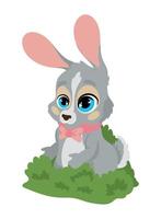 rabbit on grass happy easter vector