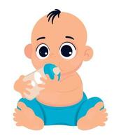 baby with milk bottle vector