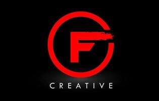 diseño de logotipo de letra de pincel rojo f. logotipo de icono de letras cepilladas creativas. vector